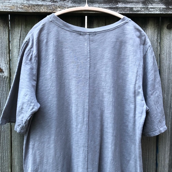 Mododoc 100% Cotton Shirt Dress Size L Gray Exposed Pockets Lagenlook - Picture 10 of 11